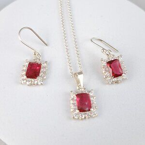 .950 Peruvian Sterling Silver Crimson Halo Set